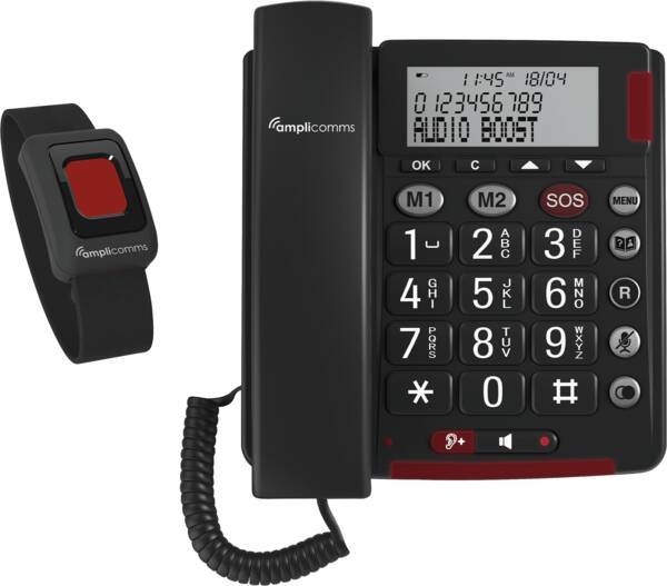 Amplicomms Festnetz-Telefon BigTel 50 Alarm Plus Schwarz